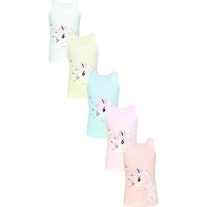 TupTam Meisjes Katoenen Onderhemd 5 Pack Tank Top Mouwloos Kinderen, Eenhoorn Vlinders Roze Grijs Geel, 110-116