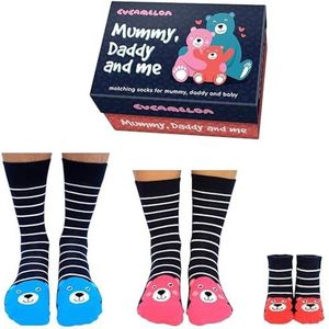 Cadeaudoosje met papa mama baby sokken - Mummy daddy and me - kraamcadeau - geschenk babyshower