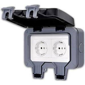 Buitenstopcontact - Schuko-stopcontact - IP66 - Weerbestendig - Waterdicht - Wandcontactdoos met Klapdeksel