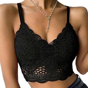 Camisole With Bra Pads Summer Women Crop Top Vest Sleeveless Padded Bralette Bra Bustier Club Cropped Tank Camis-Black-M