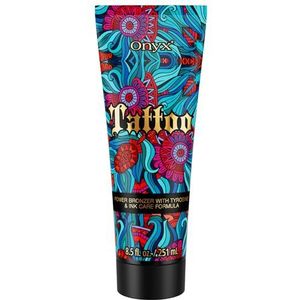 Onyx Tattoo Tanning Lotion | Tattoo kleurbescherming | Zonne- en zonnecrème met bruiningsversneller | voor solarium, zonnestudio en buitenbruining | donkere bruine teint zonder strepen | diepe