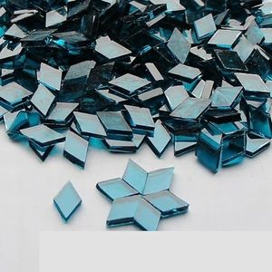 Mozaïek tegels mozaïek doe-het-zelf tafellamp gekleurd glas decoratieve kandelaar handgemaakte materialen 200 G/zak 58 (kleur: malachiet blauw)