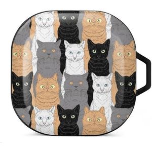 Zittende katten oordopjes hoesje compatibel met Samsung hard shell beschermhoes zwart stijl