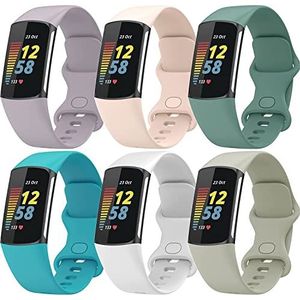 Tyogeephy Compatibel met siliconen afdrukken Sport Horlogeband Verstelbare Vervanging Strap Fitbit Charge 5 Smart Horloge