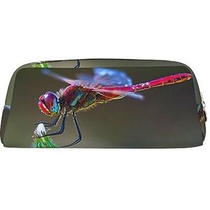 Rode Dragonfly Make-up Tas Lederen Etui Reizen Toilettas Cosmetische Tas Dagelijkse Opbergtas Voor Vrouwen, Goud, Eén maat, Tas Organizer