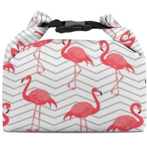 Rode Flamingo Resuable Lunch Box Bag Geïsoleerde Koeler Voedsel Tas Tote Box Met Afneembare Handvat Voor Picknick Werken