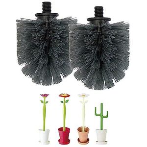 VIGAR - Toiletborstel reserveonderdelen - verpakking van 2 stuks - 8 x 8 x 10 cm - Flower Power Serie - Nylon - Exclusieve schroefdraad toiletborstel - zwart