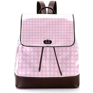 Roze geruite patroon gepersonaliseerde casual dagrugzak tas voor tiener, Meerkleurig, 27x12.3x32cm, Rugzak Rugzakken