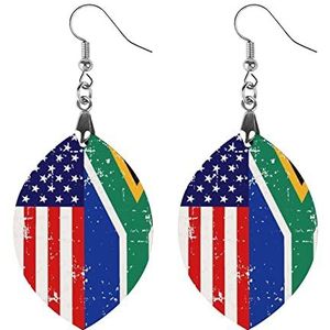 USA Zuid-Afrikaanse Vlag Mode Leuke Oorbellen Grappig Geschilderd Houten Sieraden Geschenken Voor Vrouwen Abrikoos Vormige