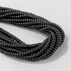 Natuurlijke platte ronde stenen kralen Abacus vorm Jaspers Quartzs edelstenen kralen voor doe-het-zelf ketting oorbellen sieraden maken meubi 2 * 4 mm-NO.30 zwarte agaa