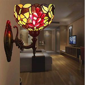 Wandlamp Druivenstijl Tiffany Kristal Kraal Rood Gekleurde Glazen Lampenkap Decoratie Wandlamp Gang
