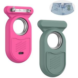 MOWYEOK GPS-trackerhouder, 2 stuks, zachte siliconen, verborgen pinhouder, geschikt voor sleutels, portemonnee, bagage, groen + rood