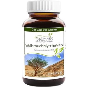 Cellavita Wierook (Boswellia Sacra) & mirre (Commiphora Myrha) Vita traditioneel voedingssupplement – maandverpakking 120 g in glas – hoogwaardig plantaardig natuurproduct zonder toevoegingen