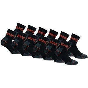 Lonsdale 12 Paar Quarter Werk Sokken Enkellange - Hiel Toe Versterking - Badstof Katoen (Zwart, 39-42)