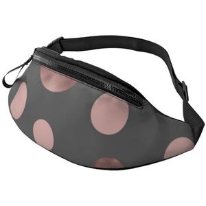 Fanny Pack, hardloopgordeltas, heuptas, reistas, borsttas, crossbody tassen, unisex, elegante faux roze zwarte cirkels, zoals afgebeeld, Eén maat