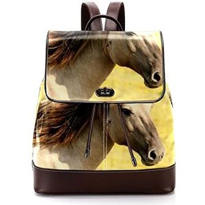 Gepersonaliseerde Casual Dagrugzak Tas voor Tiener grijs paard draaien rond Schooltassen Boekentassen, Meerkleurig, 27x12.3x32cm, Rugzak Rugzakken