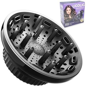 Universele haardiffuser-opzetstuk voor 1,4-2,4 inch föhnen, krullend en golvend haar (zwart)