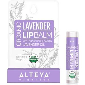 Alteya Organic Lavendel Lippenbalsem 4.5g - USDA Biologisch Gecertificeerde Puur Natuurlijke Herstellende Lipverzorging op Basis van Bulgaarse Lavendelolie en een Bouquet van Hydraterende en
