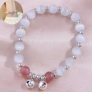 Koreaanse Witte Opaal Steen Elastische Charmes Bel Zilveren Kleur Mode Strand Armbanden Voor Vrouwen Meisjes Sieraden