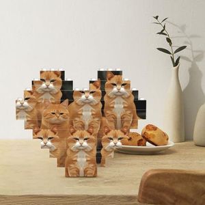 Bouwsteenpuzzel hartvormige bouwstenen oranje katten puzzels blokpuzzel voor volwassenen 3D micro bouwstenen voor huisdecoratie bakstenen set, Eén maat