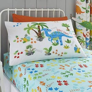Happy Linen Company Meisjes Jongens Kinderen Leuke Dinky Dinosaurs Single Hoeslaken