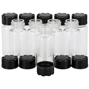 Pxyelec Doorzichtige vloeibare monsternamesproef glazen flessen flesjes schroefdop capaciteit 10 ml (1/3 oz) Pack van 10 (transparant)