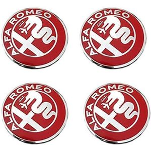 SJZZJMZ 4 stuks auto wielnaafdoppen voor Alfa Romeo 56mm auto wielnaafdoppen vervangende naafdoppen stickers B