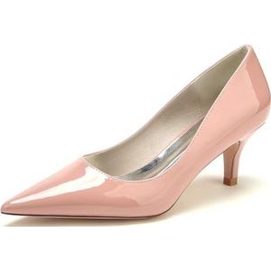 EICOFF Dames Bruids Schoenen Satijnen Pumps Hoge Hakken Gesloten Teen Trouwschoenen Slip-op Bruiloft Party Prom Schoenen,Nude pink,36 EU