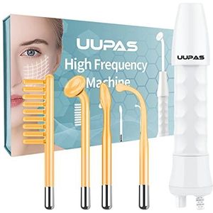 Hoogfrequente toverstaf - UUPAS draagbare handheld neon hoogfrequente gezichtshuid aanscherping machine met 4 stuks glazen buizen voor acne verstevigende huidverjonging rimpel verwijderen