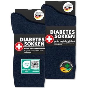 6 Paar Sokken Diabetici met Comfortband zonder Elastiek & zonder Naad Heren & Dames 97% Katoen (35-38 Blauw)