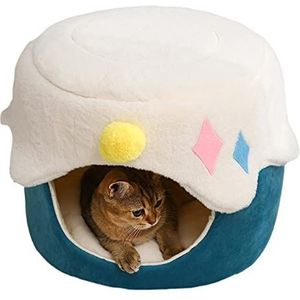 Fleece kattenmand,Antislip ontwerp gesloten schattig fluwelen huisdierbed | Rustgevende mandjes voor katten en kleine honden Eastuy