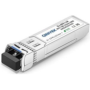 QINIYEK 10GBase-LR SFP+-zendontvanger, 10G Singlemode SFP+ LC-module voor Cisco SFP-10G-LR, Ubiquiti UF-SM-10G-20, Zyxel (SMF,1310nm,10km,DDM)