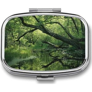 an Ancient Swamp Travel Pill Organizer Een Dagelijkse Pillendoos voor Supplementen 2 Compartimenten Pillenetui Handig voor het dragen en bewaren van medicijnen Doos