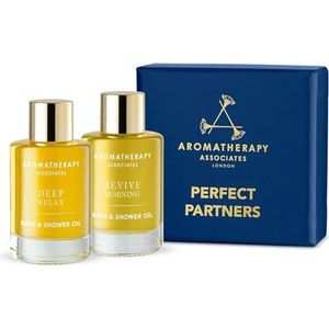 Aromatherapy Associates Perfect Partners cadeauset – 2 x 9 ml must-have Duo van Revive Morning and Deep Relax bad- en doucheolie, buitengewoon zuivere, sterk geconcentreerde, etherische oliemengsels