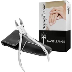 Schwertkrone Nageltang roestvrij staal 14 cm met scherpe en gladde snit voor voet- en vingernagels met etui