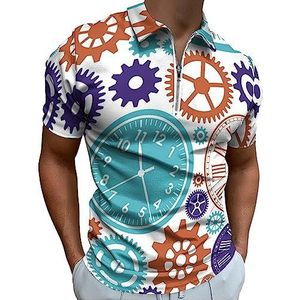 Kleur Klokken Poloshirt voor Mannen Casual Rits Kraag T-shirts Golf Tops Slim Fit