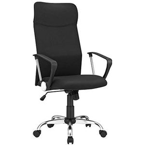 SONGMICS Bureaustoel, ergonomische stoel voor vergaderruimte, draaibare zitting, gevoerde zitting, in hoogte verstelbaar en kantelbaar, draagvermogen 120 kg, zwart OBN034B01