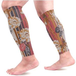 EZIOLY Vlinders Bloemen Rozen Sport Kalf Compressie Mouwen Been Compressie Sokken Kalf Guard voor hardlopen, Fietsen, Moederschap, Reizen, Verpleegkundigen