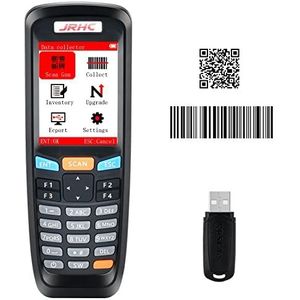JRHC 2D-inventaris barcodescanner en verzamelaar met 2,4 GHz draadloze USB-ontvanger, multifunctioneel 2,8 inch lcd-scherm, barcode-lezer met lang overdrachtsbereik.