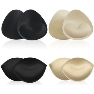 FUIPVGI 4 paar BH-pads inzetstukken, beha-inzetstukken, verwijderbare push-up borstversterker bh schuimspons pads beha pads inzetstukken inzetstukken beha inzetstukken push-up voor bikini lingerie top