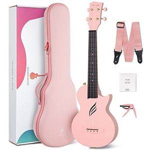 Concert ukelele Enya Nova U 23 ""cutaway koolstofvezel beginner reizen ukulele kit waterdichte ukelele met koffer, riem, capo, snaren (roze)
