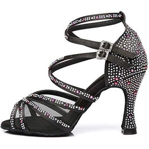 TINRYMX vrouwen latijnse dansschoen Rhinestones Salsa professionele Ballroom Dansschoen,37 EU