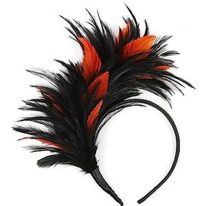 Pasen festival haaraccessoires, kleuren haarband feest hoofddeksel vrouwen flapper veer hoofdband decoratie (kleur: oranje en zwart)