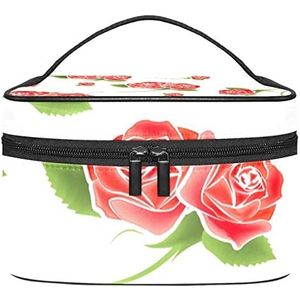 Make-up Organizer Bag, Travel Makeup Bag Organizer Case Draagbare Cosmetische Tas voor Vrouwen en Meisjes Toiletries Rozen, Meerkleurig, 22.5x15x13.8cm/8.9x5.9x5.4in