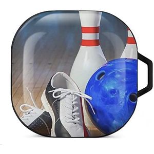 Bowling schoen print oordopjes hoesje compatibel met Samsung hard shell beschermhoes zwart-stijl