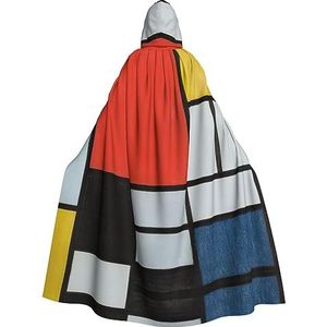 EdWal Samenstelling in rood geel blauw en zwart print jas met capuchon, uniseks volwassen mantel met capuchon, carnaval cape voor Halloween cosplay kostuums