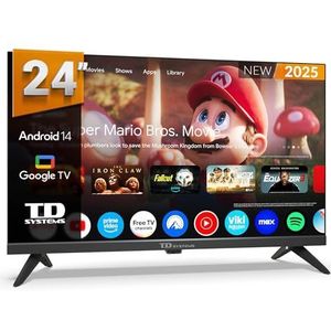 TD Systems – 24-inch Smart TV, Android 14 GTV, TDT HD-televisie, model 2025, televisie met 2 jaar garantie – PRIME24K21GLE