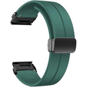 Siliconen Vouwgesp fit for Garmin Forerunner 955 935 745 945 LTE S62 S60/instinct 2 45mm Band Armband Polsband (Color : Dark Green, Size : 26mm Fenix 7X 6X 5X)