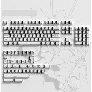 QPSJXN 141 Key PBT Keycap-set voor MX-schakelaars met strips, graffiti design in profiel met kleursublimatie voor gaming-toetsenborden (wit)