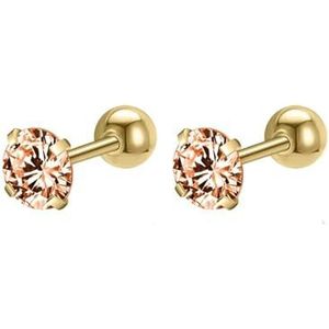 Gekleurde Ronde CZ Crystal Stud Earring Set 16g Zwart Gouden Roestvrij staal Helix Kraakbeen Piercing 2/3/4/5/6/7/8MM